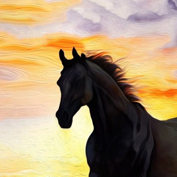 8x10 Horse Galloping On‎ The Beach Sunset Watercolor Oil Painting Print - Picture 6 of 6